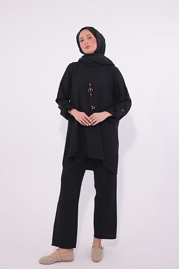 Women's Pendant Strawberry Fabric Sleeve Detailed Hijab Double Set