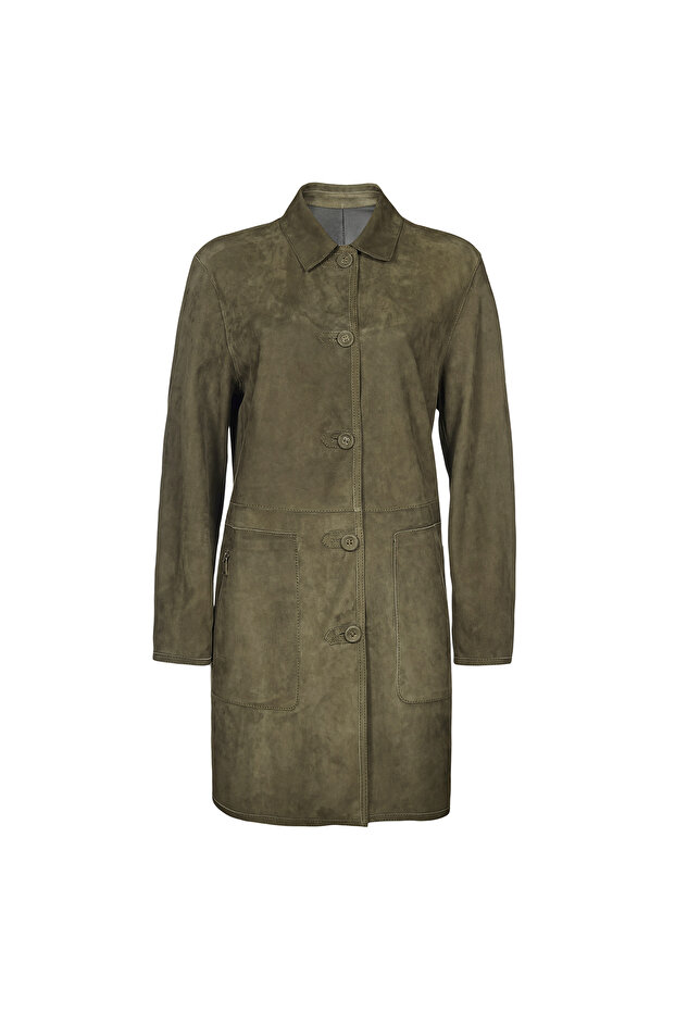 Simonetta Kadın Çift Taraflı Deri Pardösü - 7