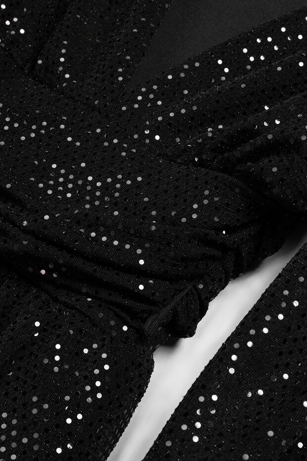 Vatkalı shiny mini elbise - 8