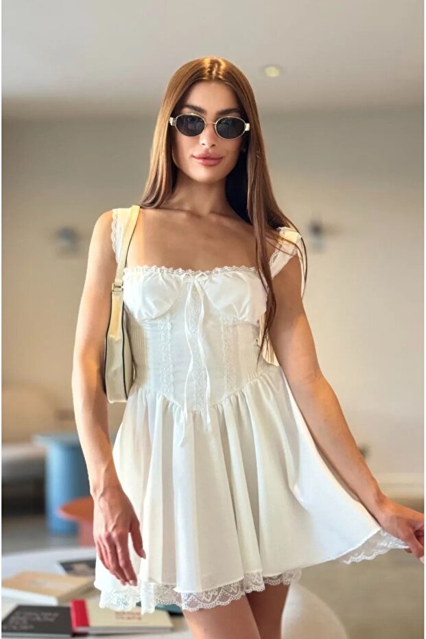 DANTELLİ ASKILI ELBİSE - 2