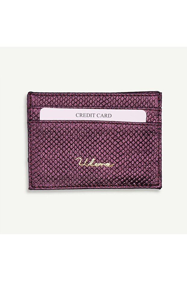 Uderra Purple Iguana Printed Genuine Leather Card Holder-Sk014