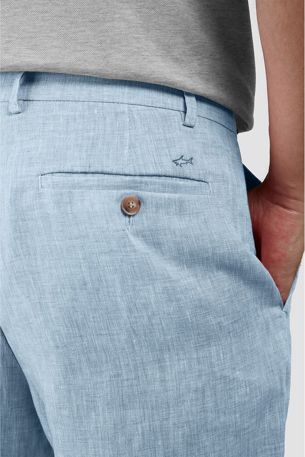Erkek Regular Fit %100 Keten Normal Bel Mavi Şort 25414042-720 - 4