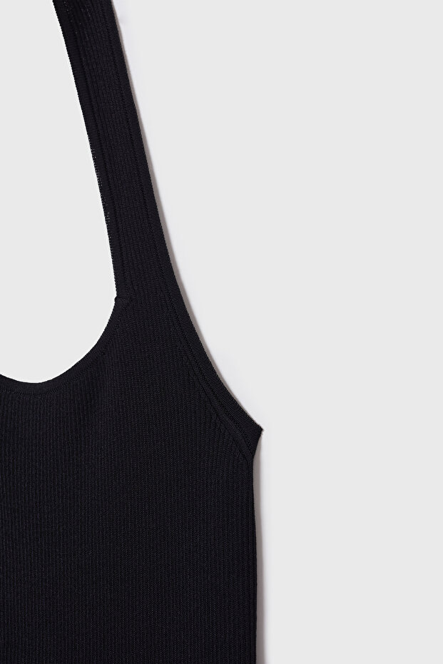 Halter Yaka Triko Elbise - 8