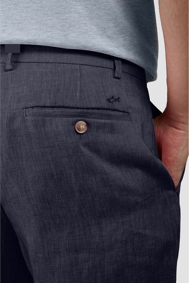 Erkek Regular Fit %100 Keten Normal Bel Lacivert Şort 25414042-104 - 4