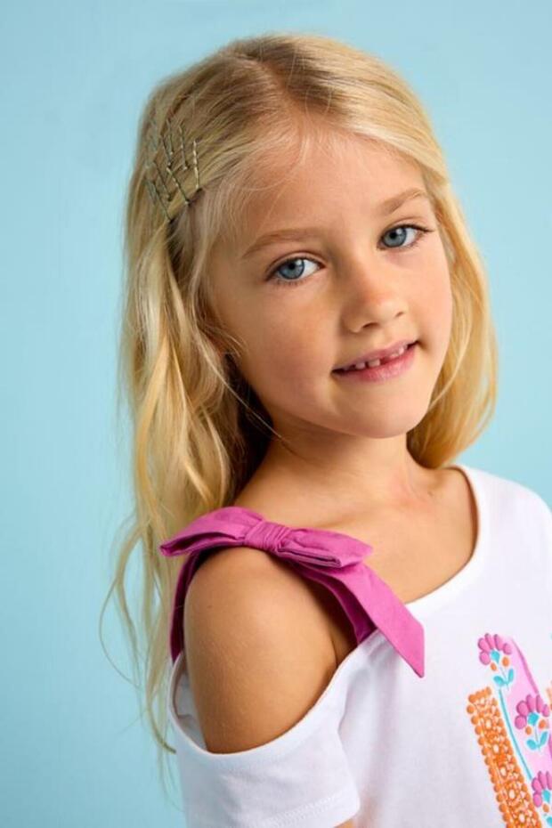 Girl's Asymmetrical T-Shirt 4-8 Years Old White