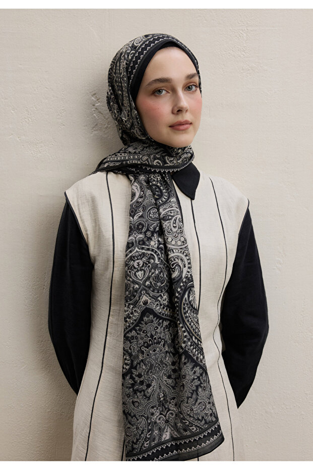شال بنمط الزمرد الأسود - 1