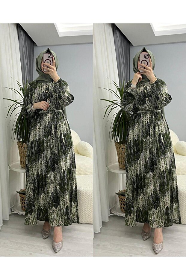 KADIN TESETTÜR VİSKON BOYDAN ELBİSE - 1