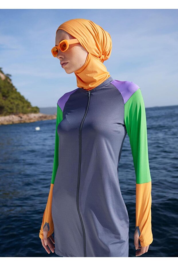 Tesettür Mayo- Tek Üst- Bomber Antrasit - 5