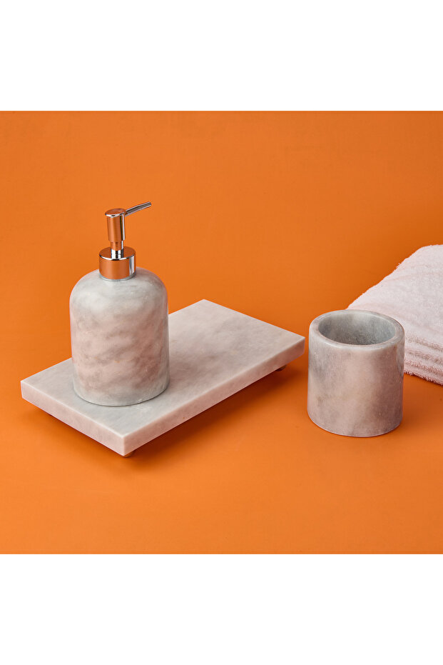 Bath 3'lü Mermer Banyo Seti - Gri - 3