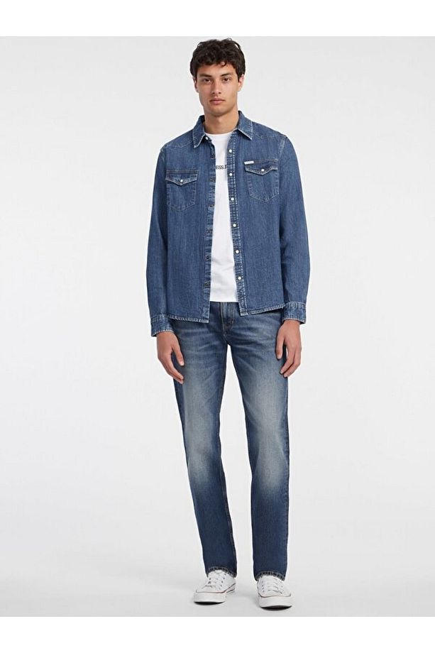 Jeans Gj Slım Ls Denım Shı Erkek Mavi Gömlek M4yh55d5eı1-gjrw - 2