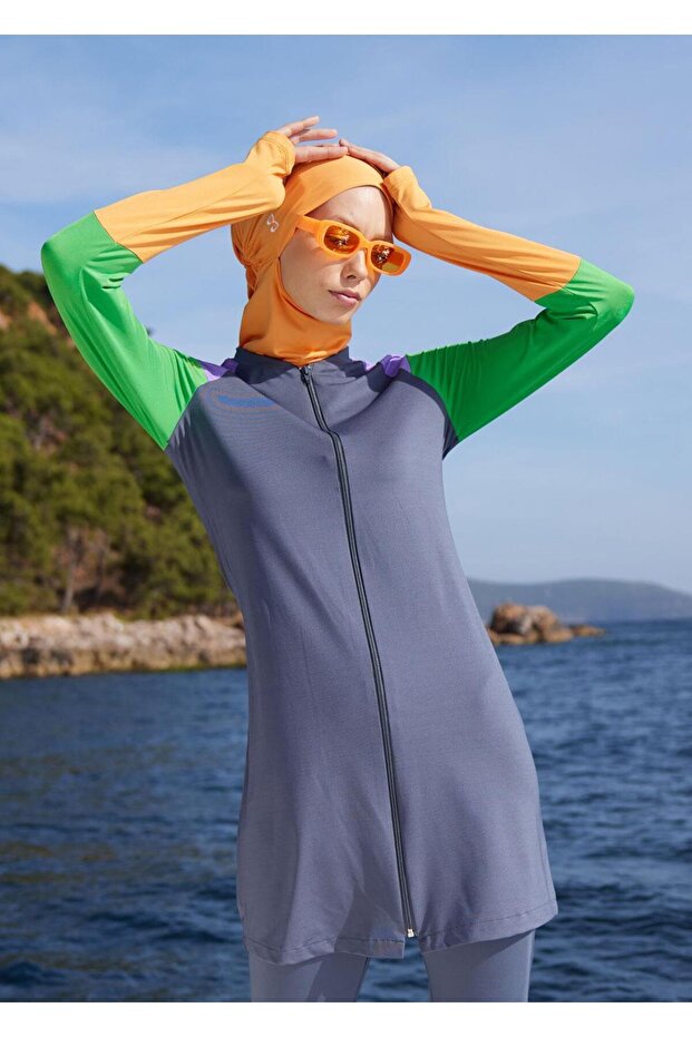 Tesettür Mayo- Tek Üst- Bomber Antrasit - 6