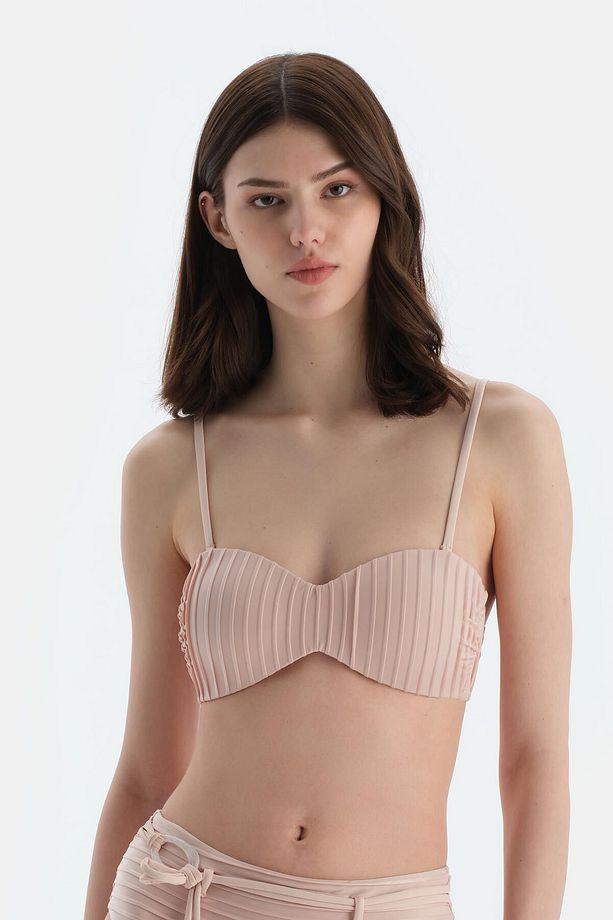 Ekru Straplez Bikini Üst - 1