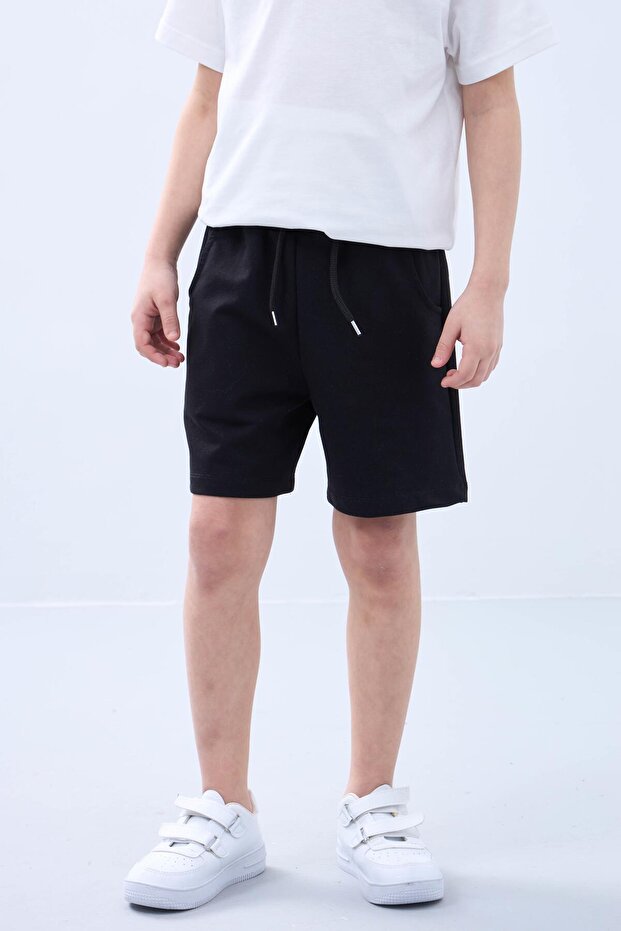 Basic Erkek Çocuk İkili Bermuda Şort Siyah Turuncu - 5