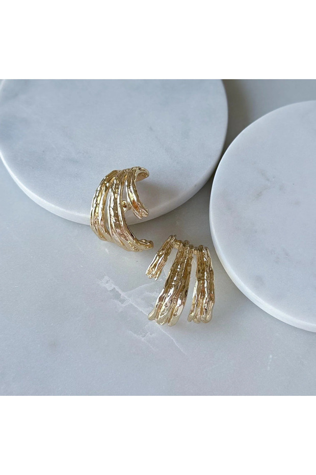 Zra Model üçlü tasarım ithal küpe - 2