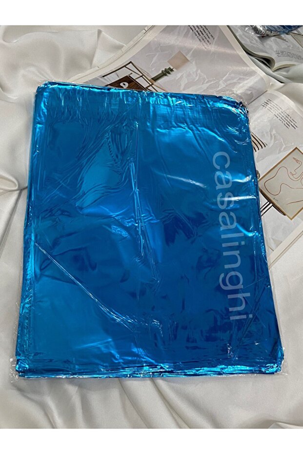 Blue Single Color Gift Package Metallized Bag with Self Tape 30X35 cm - 1 Pack (100 Pcs)