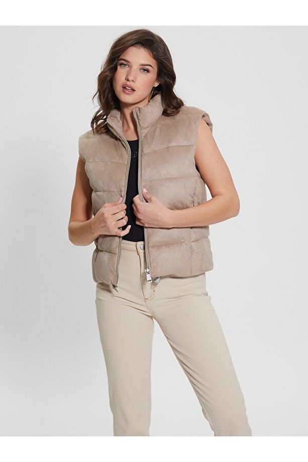 Jole Logolu Slim Fit Dik Yaka Yapay Süet Şişme Yelek YELEK W3YN38WFIY0 A10L - 4