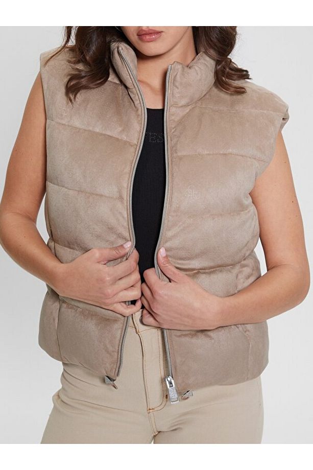 Jole Logolu Slim Fit Dik Yaka Yapay Süet Şişme Yelek YELEK W3YN38WFIY0 A10L - 1