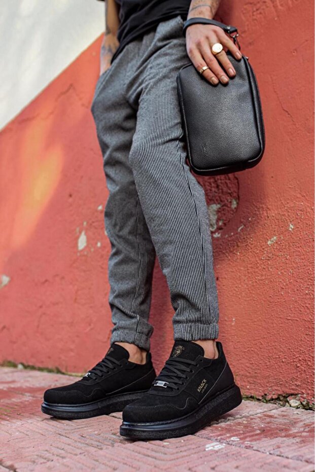 Knack Yüksek Taban Günlük Süet Ayakkabı 040 Siyah (Siyah Taban) - 2