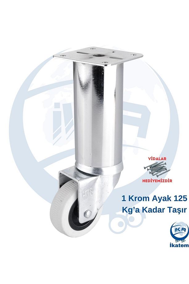 4 Adet Döner Tekerlekli Krom Sihirli Akıllı Masa Ayağı 20 cm ( Vida Hediyeli ) - 3