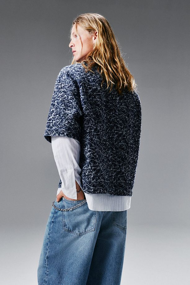 Oversized Fit Desenli Kot Gömlek - 5