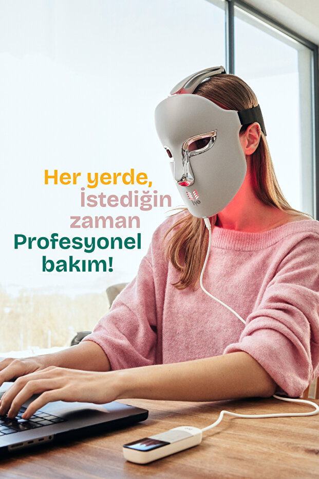 LED Light Face Mask–Anti-Aging,,3 Farklı Işık Terapisi,Kırmızı-Mavi-Sarı - 5