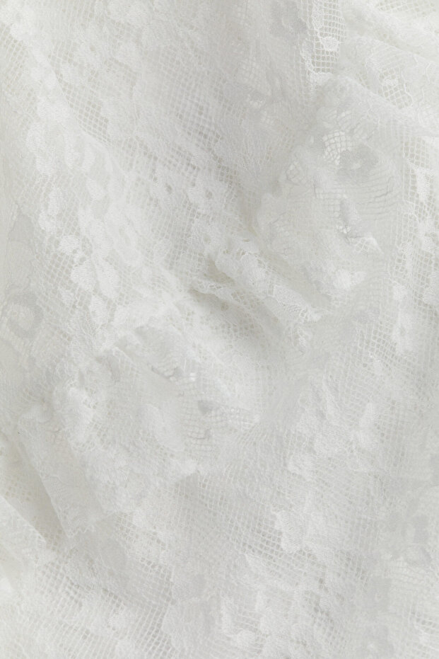 Fırfırlı Dantel Elbise - 8