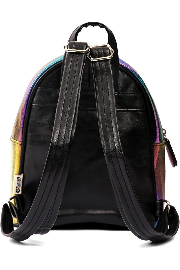 حقيبة ظهر مدرسية متوسطة الحجم مزينة بالترتر بتصميم يونيكورن متعدد الألوان - 2