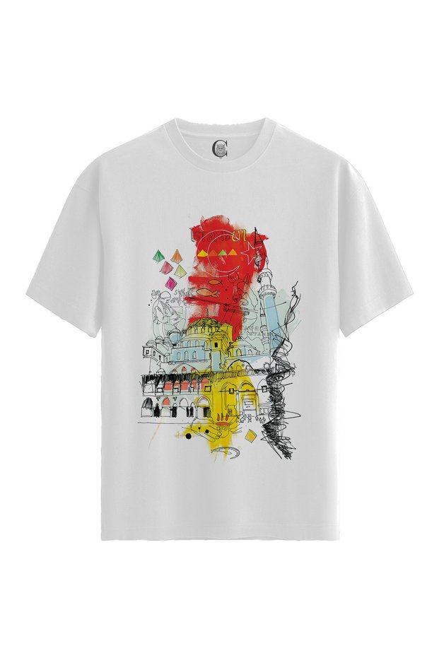 Istanbul Sketch - 100% Cotton Women's White T-Shirt - Premium Quality