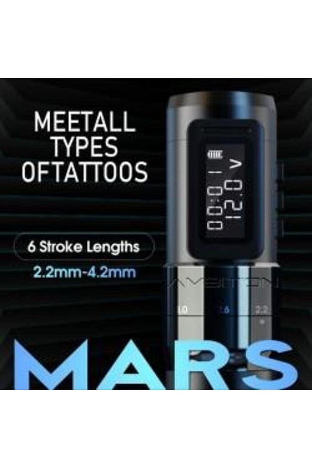 Mars-U Stroke Ayarlı Kablosuz Dövme Makinesi - Black - 3
