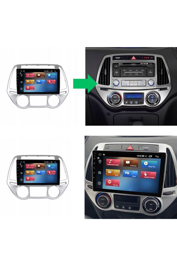 Hyundai i20 Araç Multimedya Android Ekran Carplay Double Teyp 4+64 9" 13-14 Düz Dijital Silver BLUEW - 4