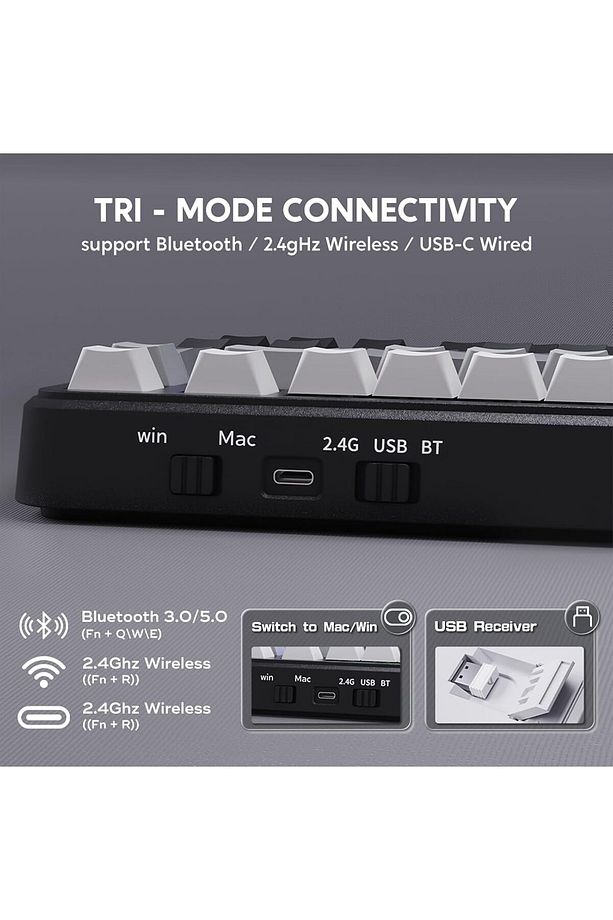Attack Shark M86 Moonlit Night  RGB App Uygulamalı TriMode E-sports Profesyonel Gaming Oyuncu Klavye - 6