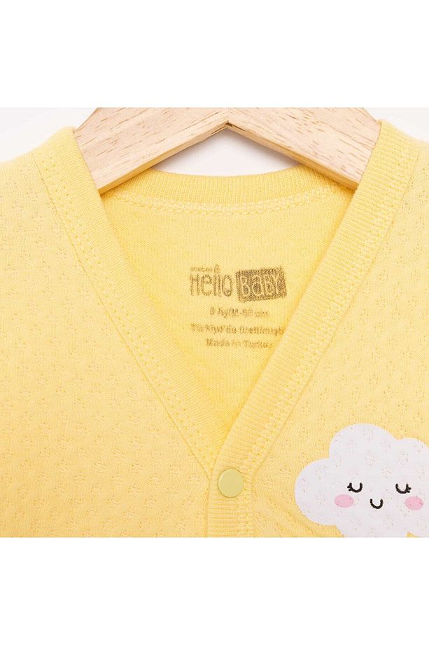 HelloBaby Kız Bebek Kapitone Yelek Kapitone Örme Bulut Desenli Çıtçıtlı - 3