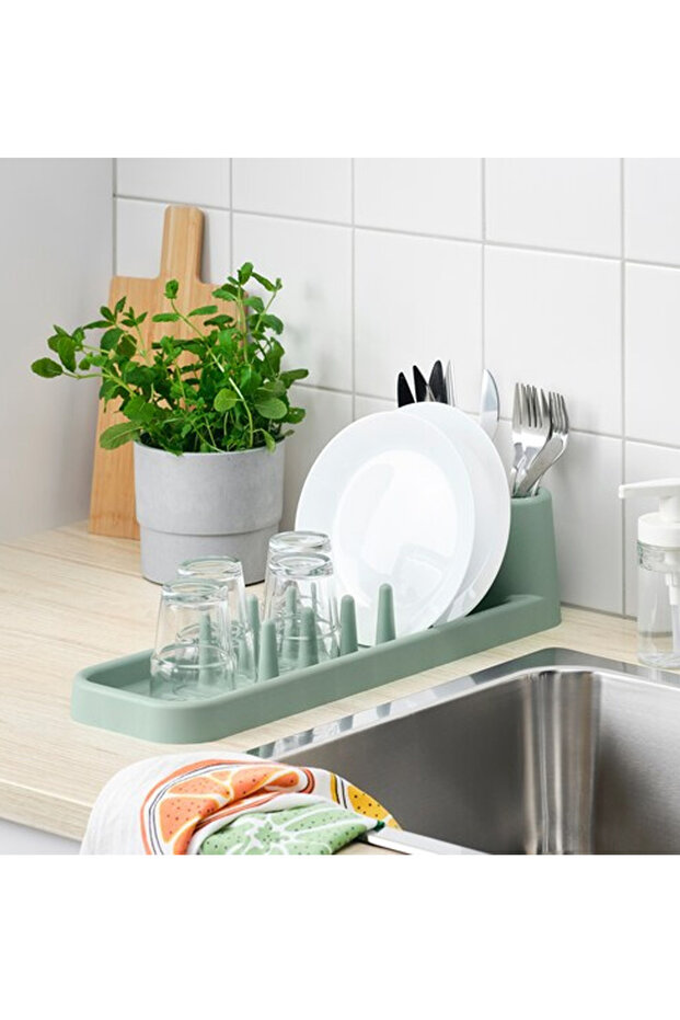 منصة تجفيف الأطباق, أخضر رمادي فاتح, 48 سم - 2
