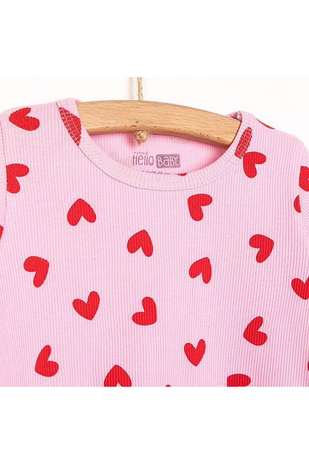 HelloBaby Kaşkorse Uzun Kol Kalp Desen Pijama Takımı - 3