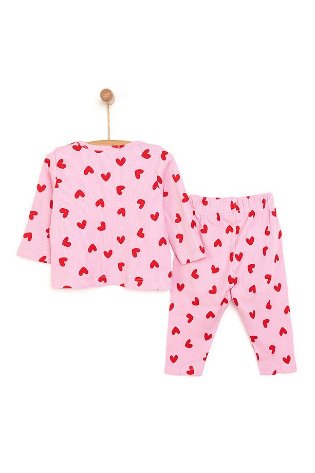 HelloBaby Kaşkorse Uzun Kol Kalp Desen Pijama Takımı - 2