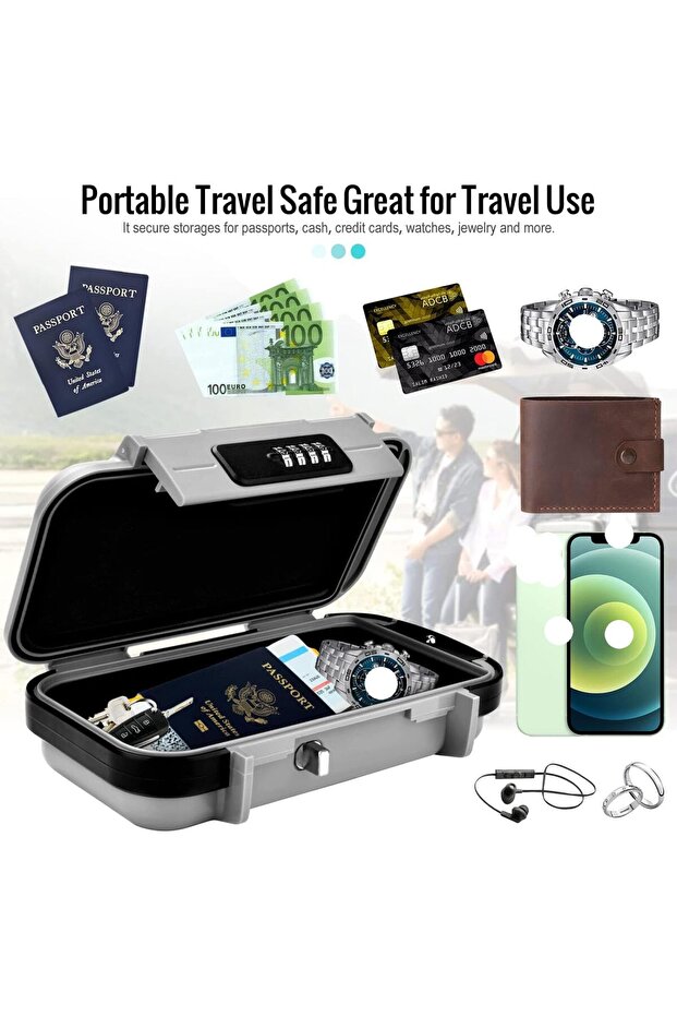 صندوق أمان محمول مزود بمجموعة رموز وحافظة أمان مقاومة للماء مع سلك قابل للإزالة - 4