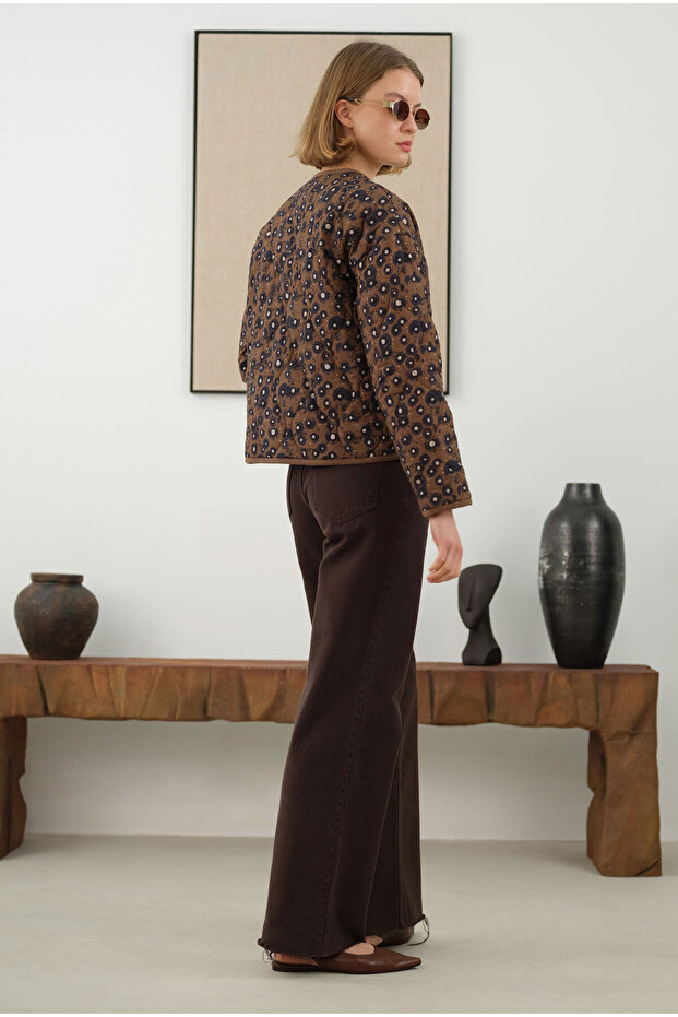 Geometric Patterned Quilted Short Jacket - 4