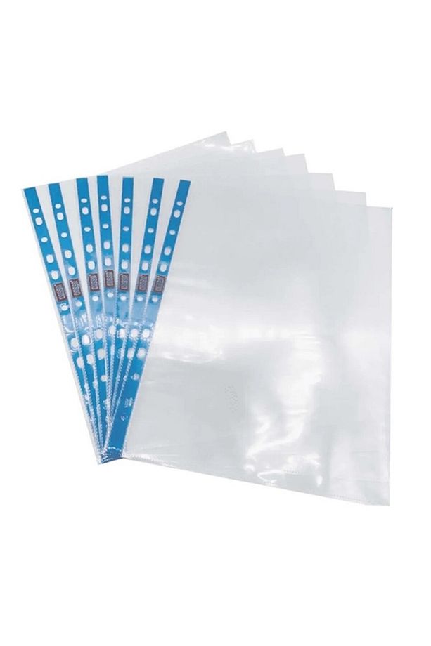Poşet Dosya A4 Kristal 100 Lü 1 Paket Cassa 7296 Kalın Poşet Dosya Föy Mavi Şeritli 100 Mikron Şeffa - 3