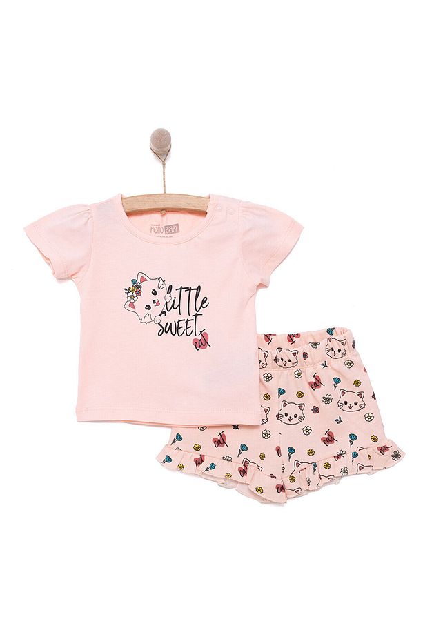 HelloBaby Basic Kız Kedi Baskılı Tshirt-Şort Kız Bebek - 1