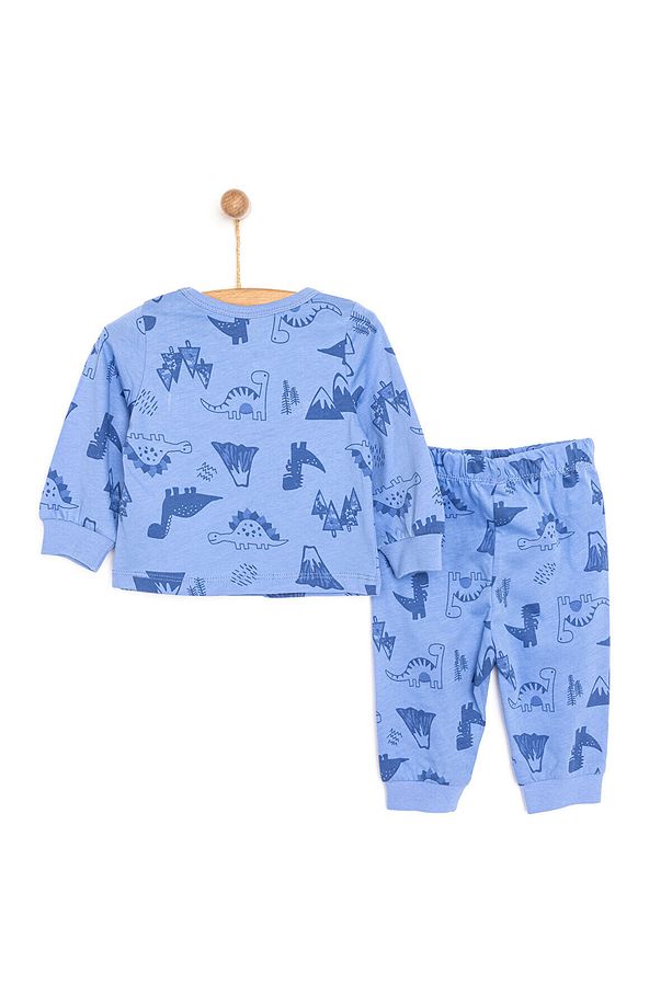 HelloBaby Uzun Kol Dinazor Desenli Bisiklet Yaka Pijama Takımı - 2