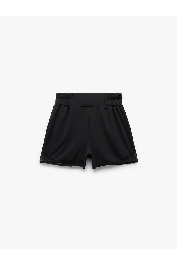 Yüksek Bel Lastikli Baskılı Mini Spor Şort - 4