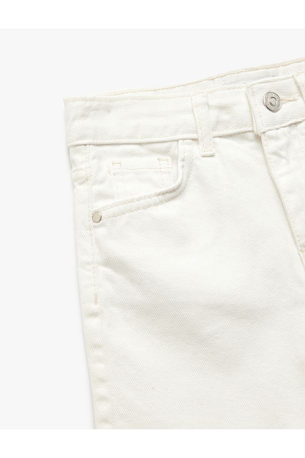 Pamuklu Ayarlanabilir Lastikli Cepli Denim Şort - 6