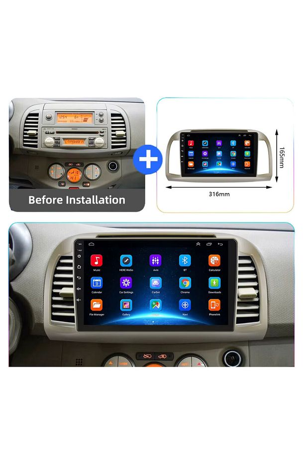 Nissan MİCRA Araç Multimedya Android Ekran Carplay Navigasyon Double Teyp 4+64 9" 02-10 Bej BLUEWAY - 4