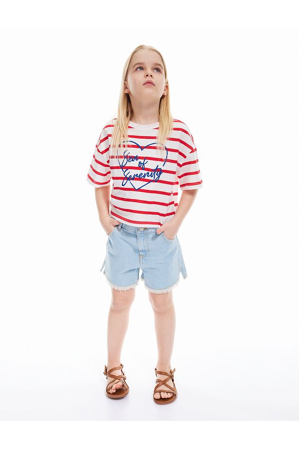 Pamuklu Düğme ve Cep Detaylı Basic Denim Şort - 1