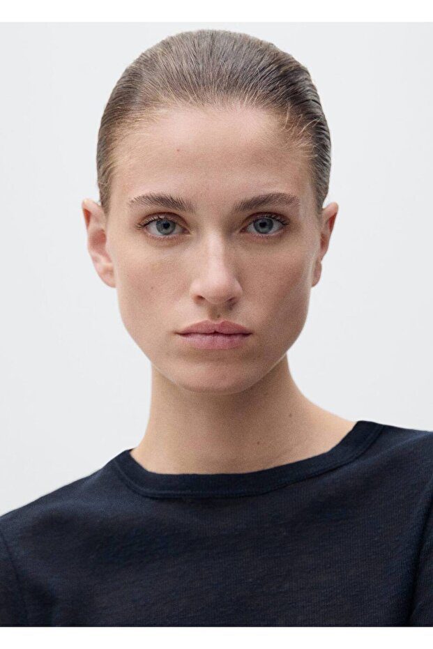 Kısa kollu keten tişört - 6