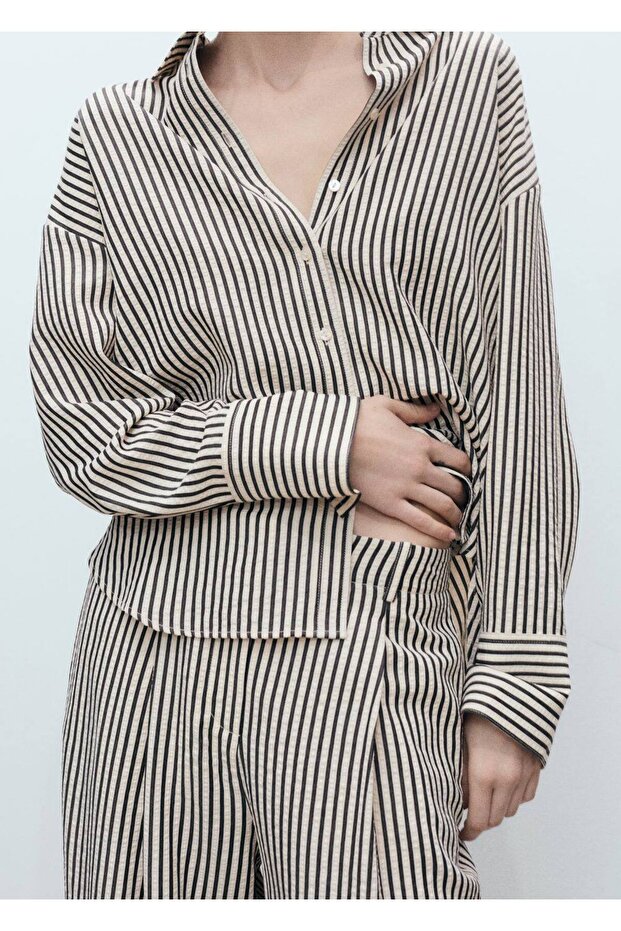 Ριγέ υφαντό παντελόνι - 8