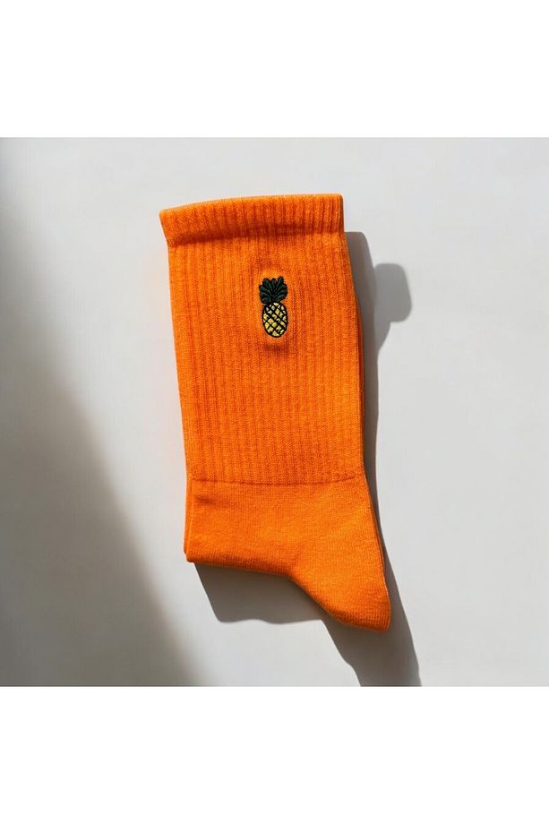 Renkli Tasarım Meyve Nakışlı Socket Unisex Çorap - 2