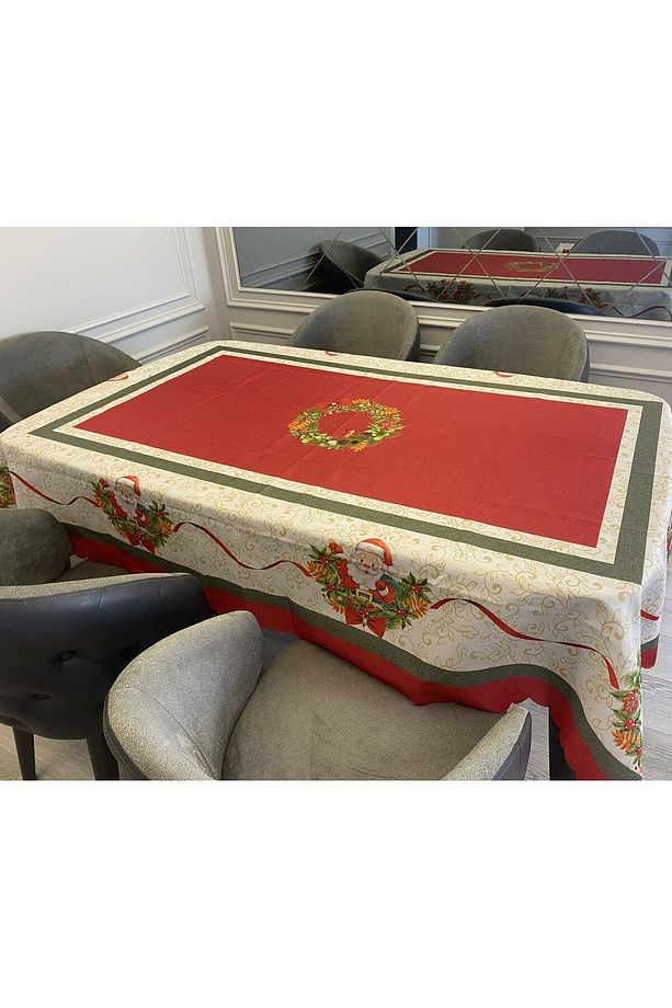 Yılbaşı Noel Baba Desenli Masa Örtüsü - 8