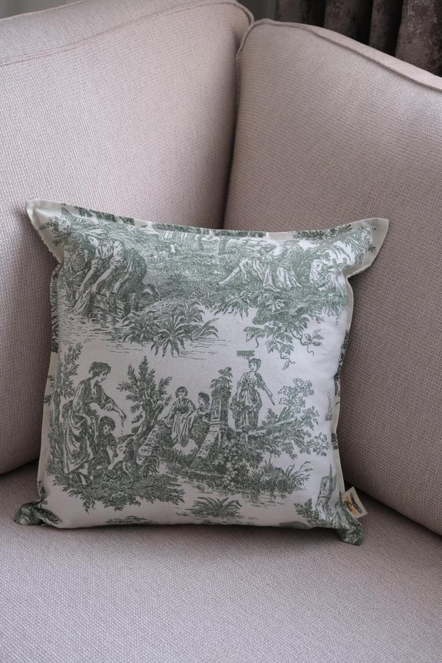 Green Throw Pillow Vintage Patterned 45X45 Decorative Pillowcase