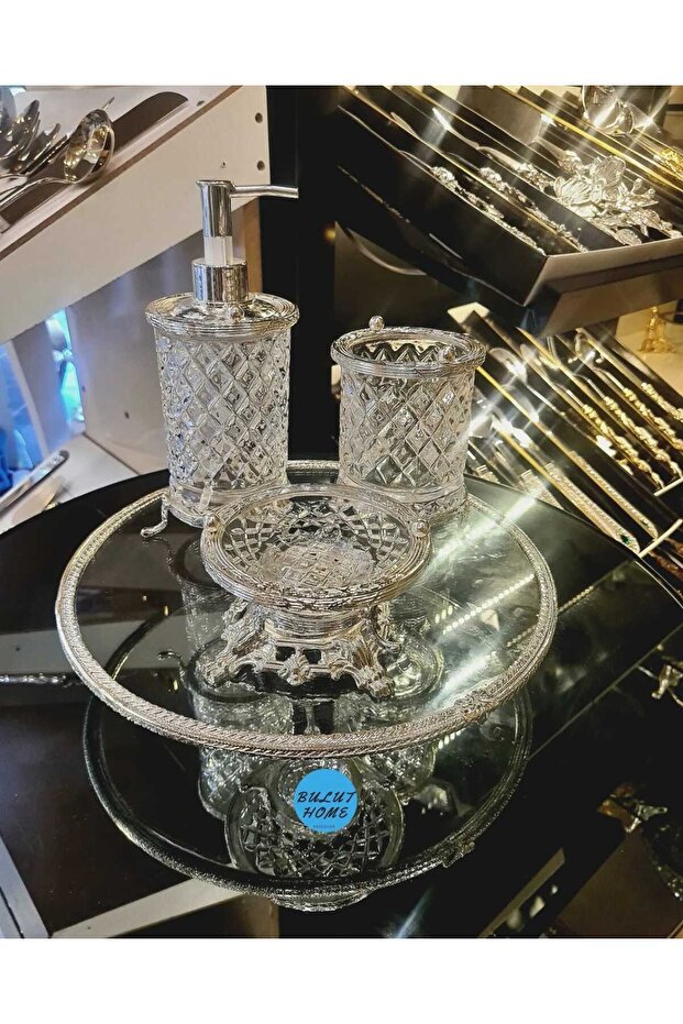 طقم حمام فضي 4 قطع